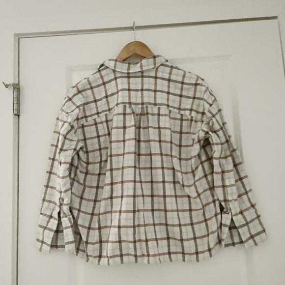 Everlane The Boxy Flannel Shirt Tobacco Plaid Seafoam - Picture 6 of 9